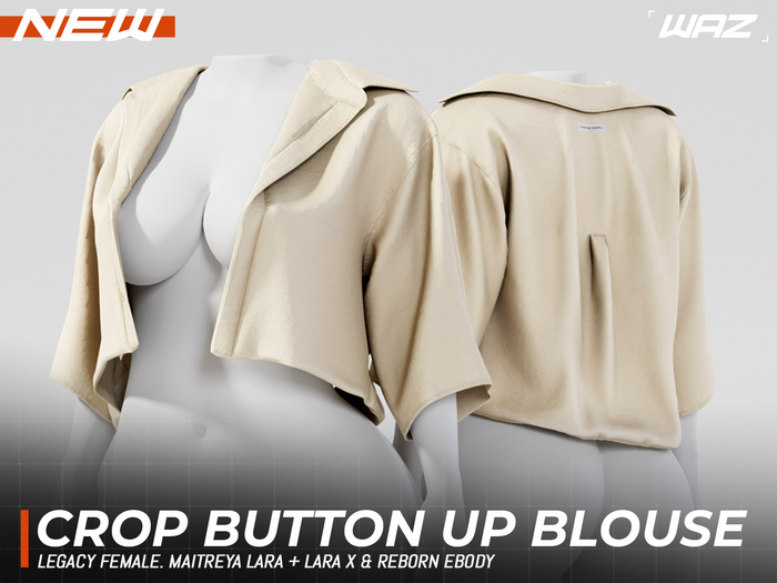 WAZ - Cropped Button-up Blouse (Khaki)