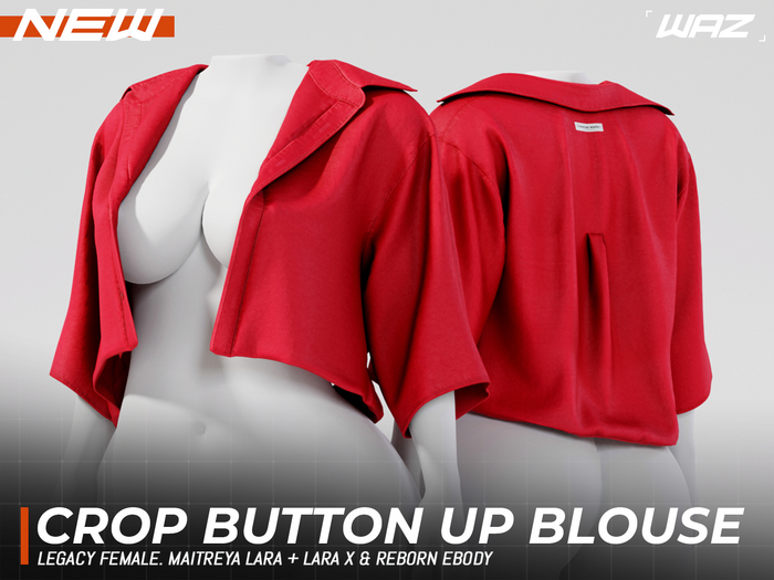 WAZ - Cropped Button-up Blouse (Cherry)