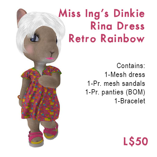 Miss Ing's Dinkie Rina Dress Retro Rainbow