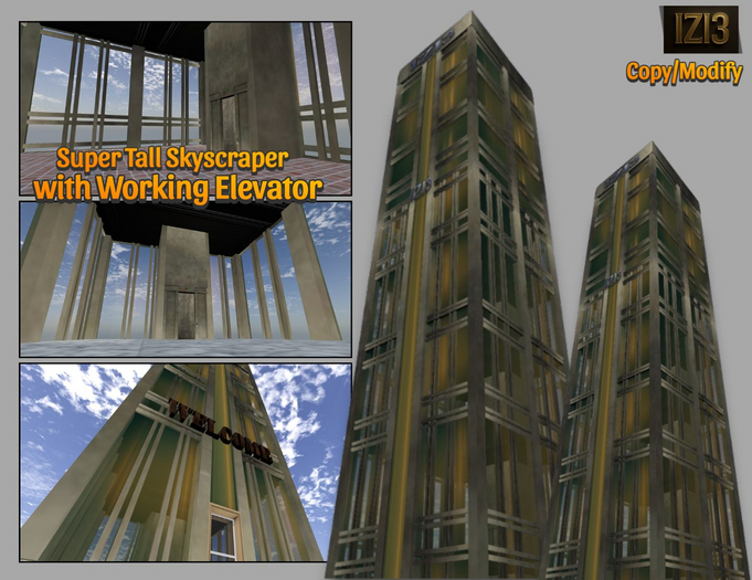 Super Tall Skyscraper - with Working Elevator, Copy Modify,