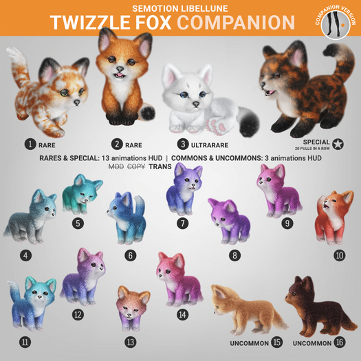 SEmotion Libellune Twizzle Fox Companion COMMON 14