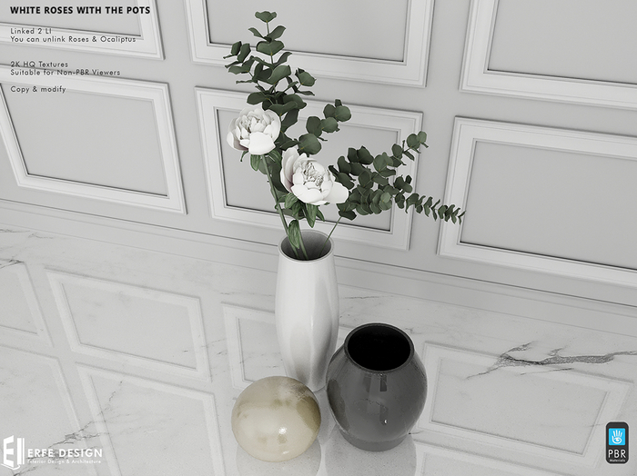 White Roses with the Pots 2 LI Mirror [Erfe Design] PACK