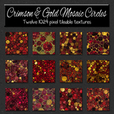 *Wallflowers* Crimson & Gold Mosaic Circles