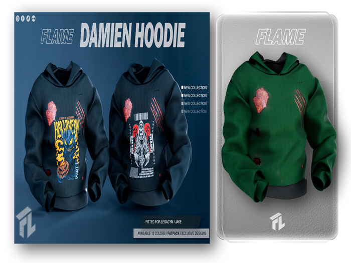 Flame Damien Hoodie Green
