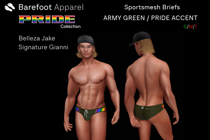ARMY GREEN / PRIDE ACCENT / SPORTSMESH BRIEFS