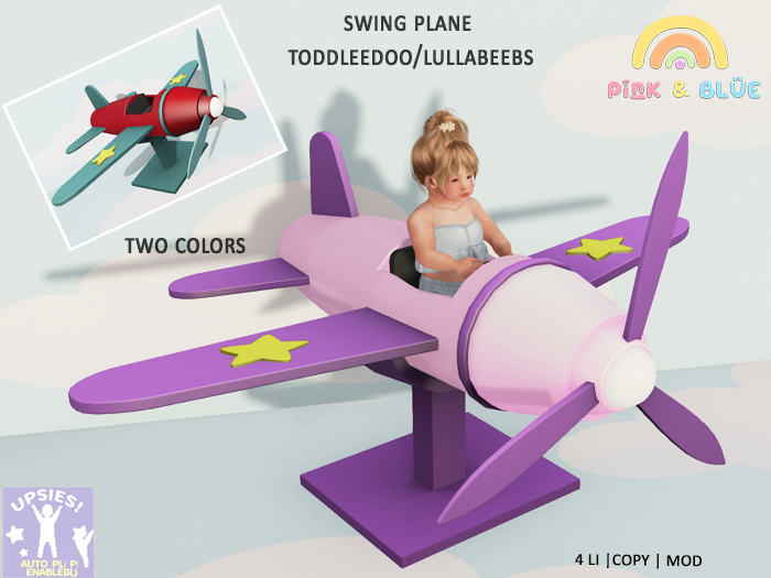 {Pink&Blue}Swing Plane  Toddleedoo /lullabeebs(Upsies API)