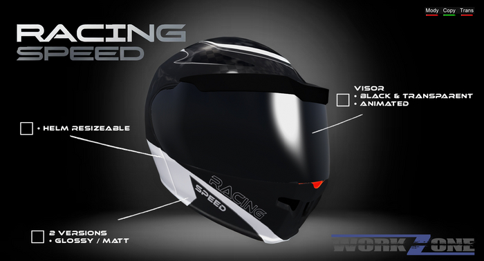 {wZ} Helmet Racing Speed Black/White