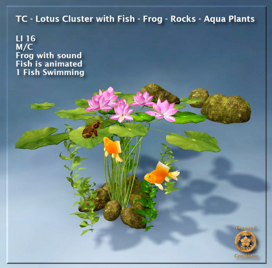 TC - Lotus Cluster with Fish - Frog - Rocks - Aqua Plants