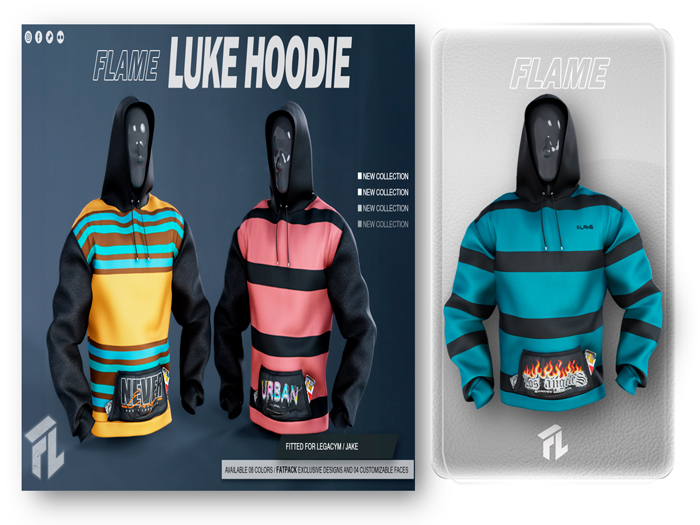 Flame Luke Hoodie Aqua