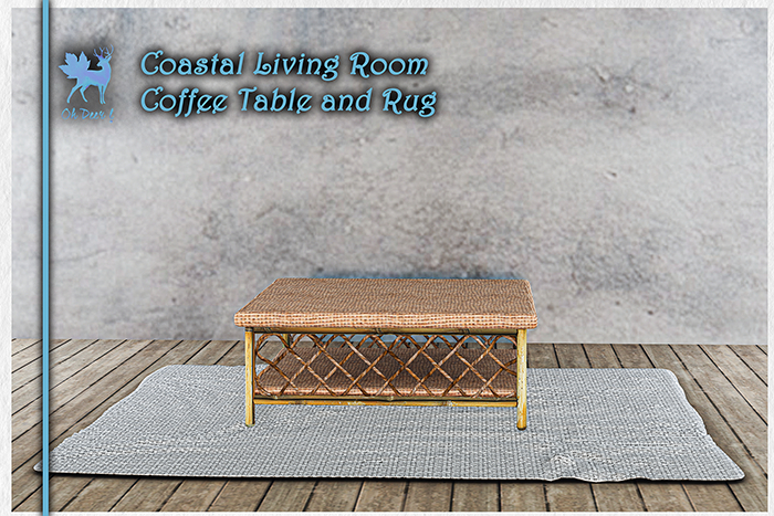 Oh Deer! Coastal Living Room: Coffee Table and Rug