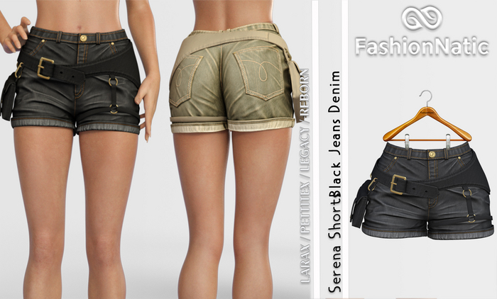 Shorts Serena Black  Denim - Jeans - Reborn, Legacy, LaraX, PetiteX FashionNatic