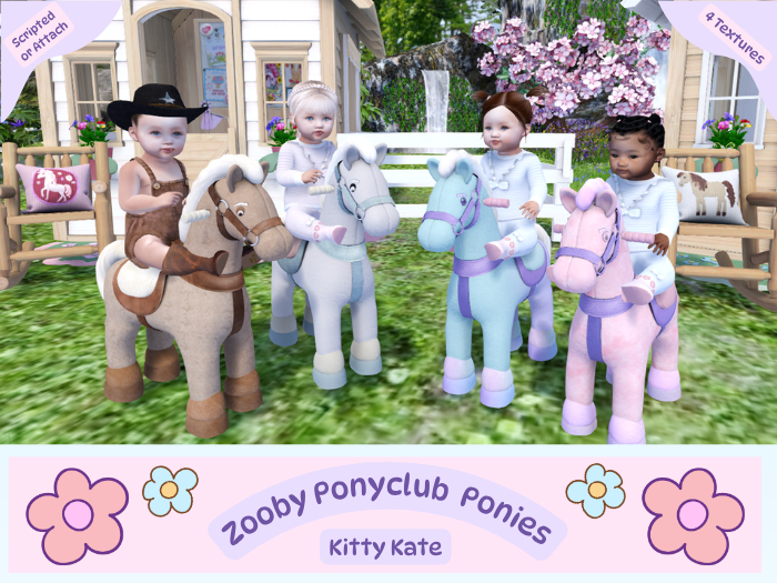 {KK} Zooby Pony Club Ponies - Static scripted & Attach versions included