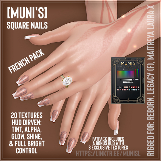 [Muni's]  Square Nails  -  French Pack