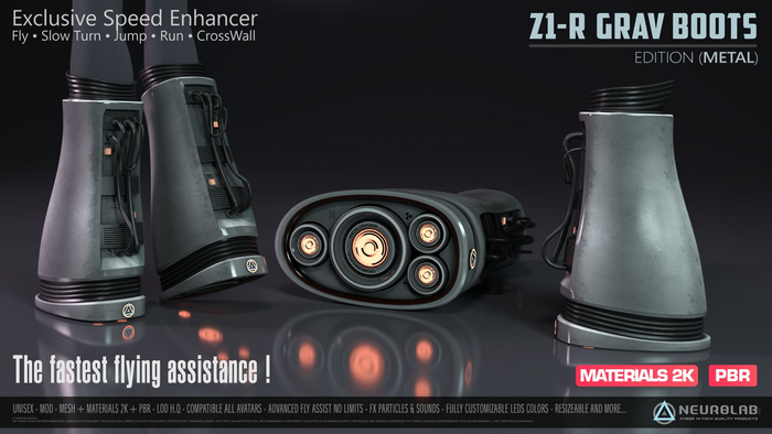 Z1-R GRAV BOOTS (METAL + PBR) (Exclusive Flight Assist) [Neurolab Inc.] Cyber Cyberpunk