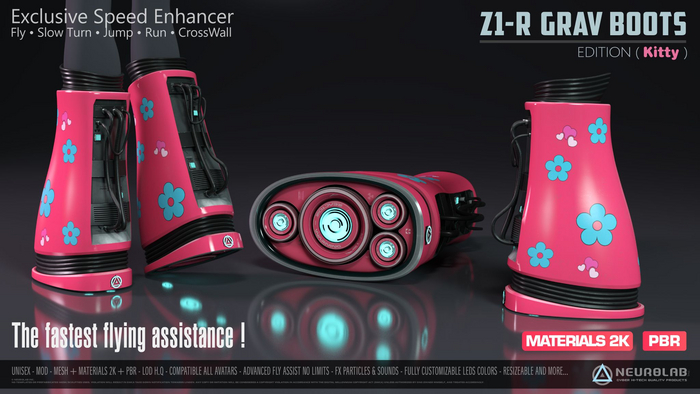 Z1-R GRAV BOOTS (KITTY + PBR) (Exclusive Flight Assist) [Neurolab Inc.] Cyber Cyberpunk