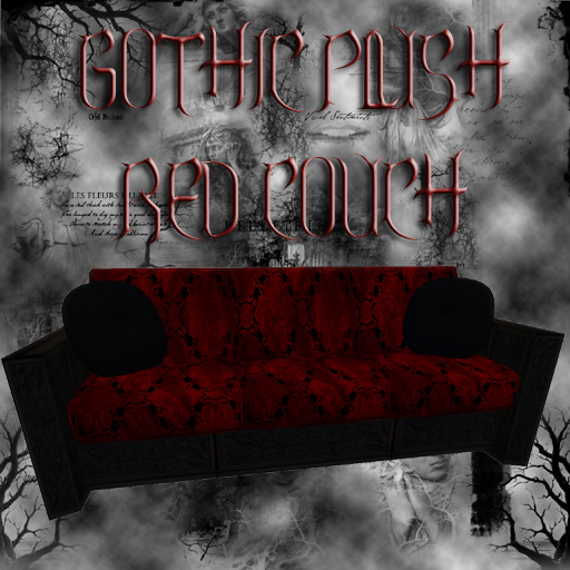 UD Gothic Red Plush Couch Sofa