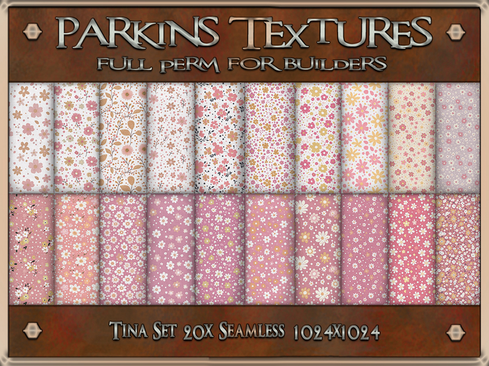 Parkins Textures - Tina Set - 20x Full Perm Seamless 1024 - Fabric, Flower, Floral, Clothing, Pastel, Pattern, Cloth