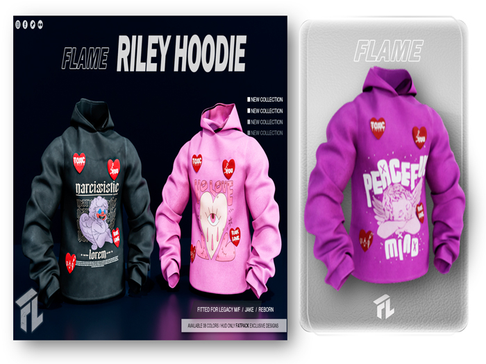 Flame Riley Hoodie Pink