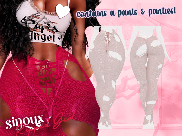 Sinoux - Ripped Girl Pants (Cream)