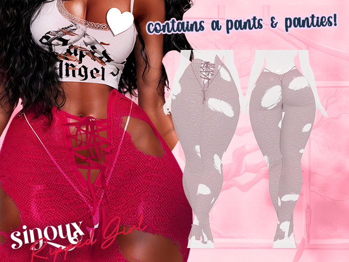 Sinoux - Ripped Girl Pants (Pink)