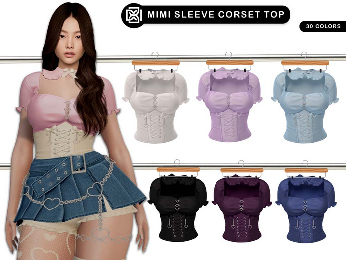 Addams - Mimi Ruffle Sleeve Corset Top #FATPACK