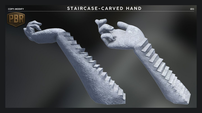 Staircase-carved hand