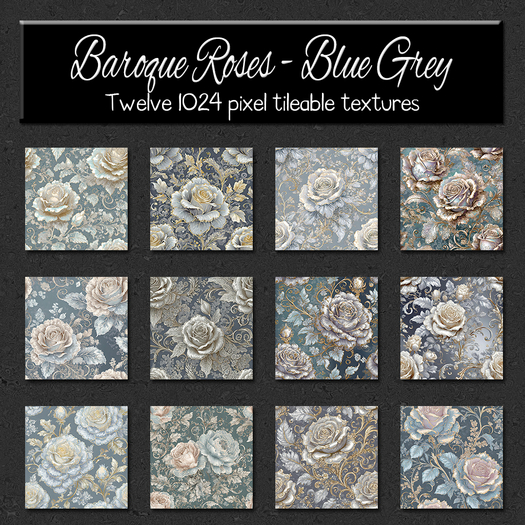 *Wallflowers* Baroque Roses - Blue Grey