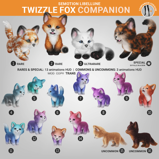 SEmotion Libellune Twizzle Fox Companion UNCOMMON 16