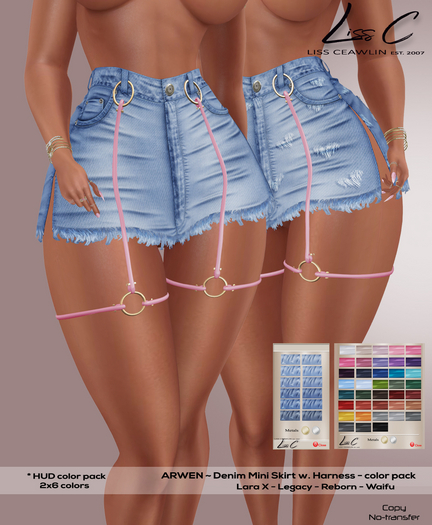 .:LC:. Arwen Denim Mini Skirt with Harness [add] #mid blue