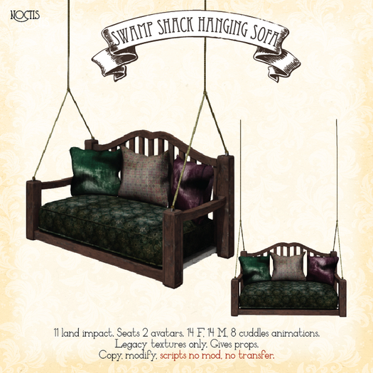 [noctis] Swamp shack hanging sofa/dark