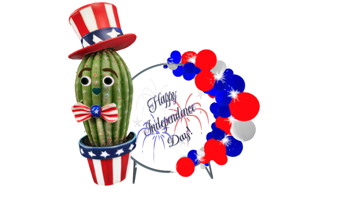 Happy Independance Day-Cactus-Balloons
