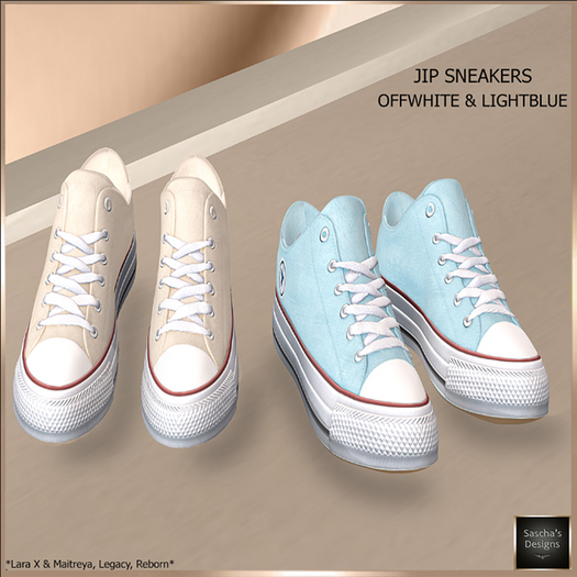 SAS - Jip OffWhite & LightBlue Sneakers  