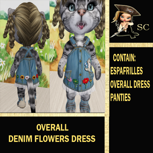 OVERALL DENIM FLOWERS DRESS