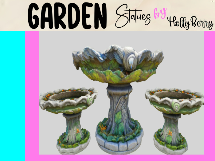 HB: Floral Stone Birdbath FuLL PERM