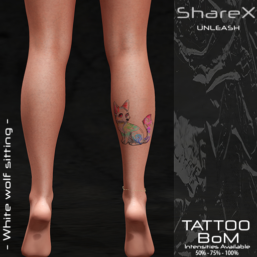 ShareX - White wolf sitting - leg  - Tattoo