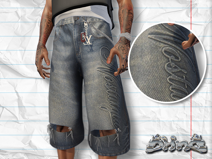 DHND - RIPPED SHORTS (WASHED BLUE)