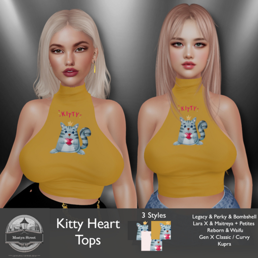 Mostyn St - Kitty Heart! Tops