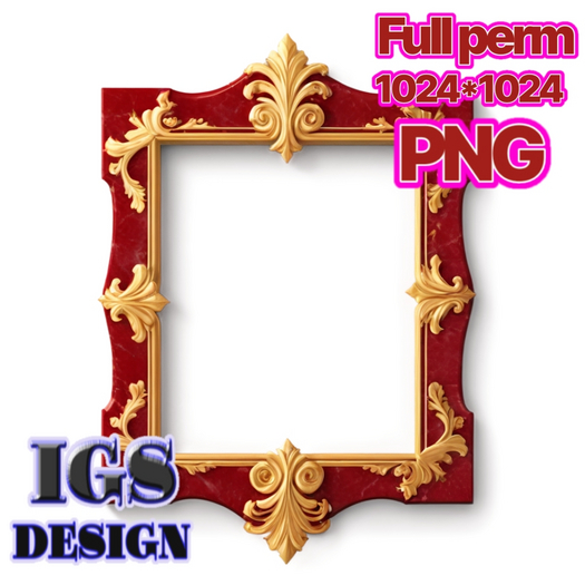PNG, FULL PERM Texture, Royal Frame From Red Marble 