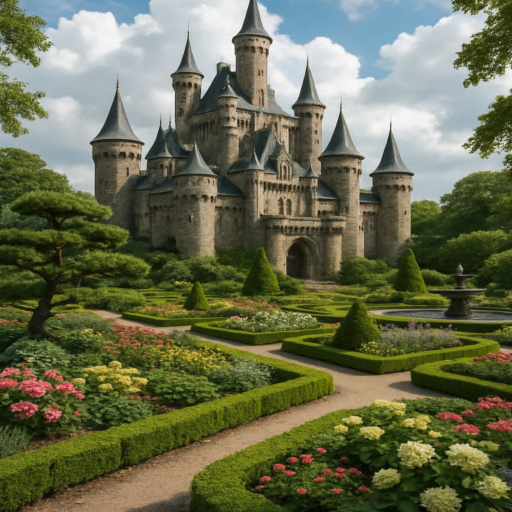 Castle Flowery Hedged Lawn