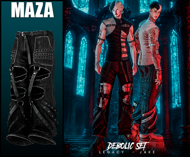 MAZA - Debolic Ripped Jeans - BLACK