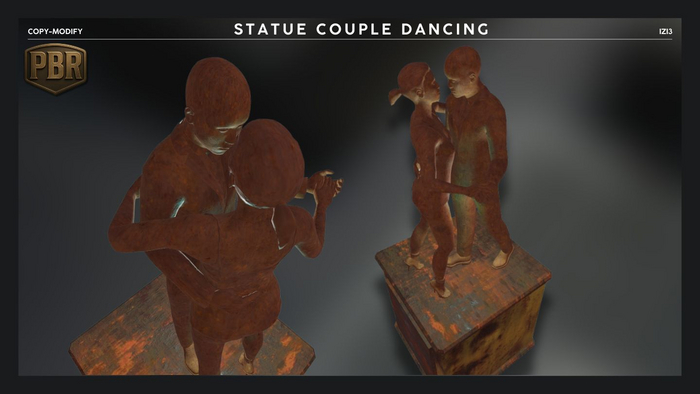 Rusted Dancing Couple Statue, Copy/Modify