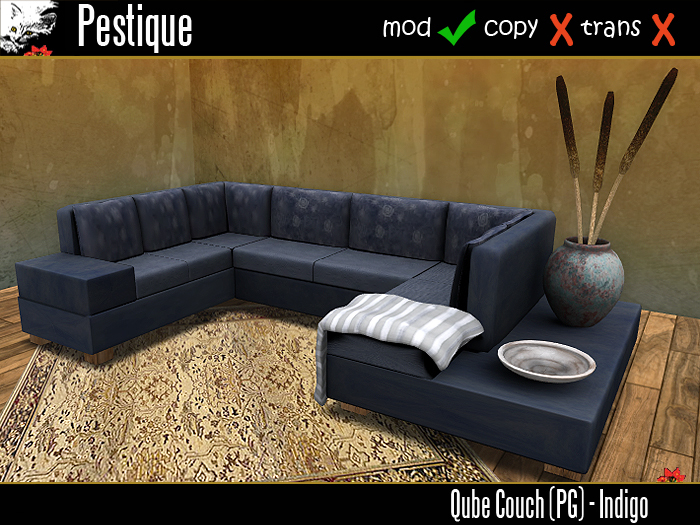 Qube Corner Couch  - Indigo