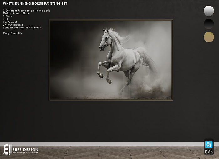 White Running Horse Frame PBR 3Colors [Erfe Design]*