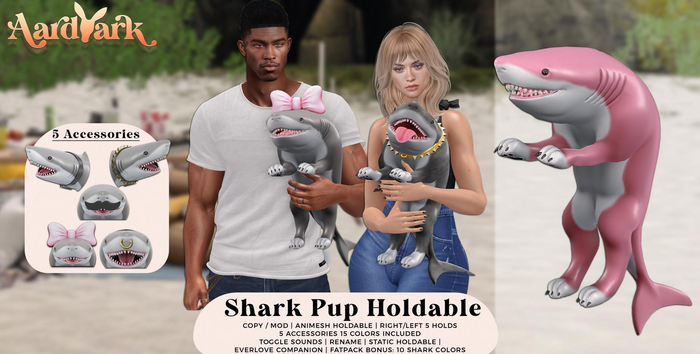 Aardvark : Shark Pup Holdable - Pink 