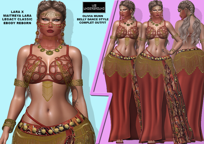 **OLIVIA MUNN V2 ORANGE BELLY DANCE STYLE COMPLET OUTFIT**
