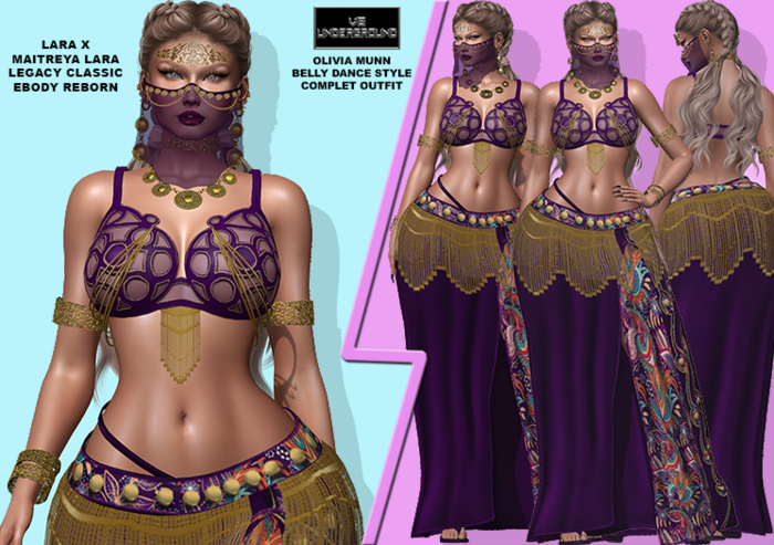 **OLIVIA MUNN V2 PURPLE BELLY DANCE STYLE COMPLET OUTFIT**