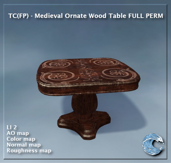 TC(FP) - Medieval Ornate Wood Table FULL PERM