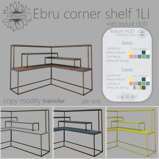 ~LLc~ Ebru corner shelf 1LI w. texture HUD