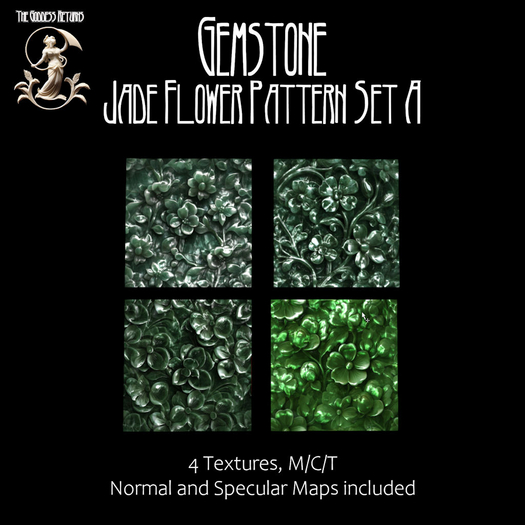 TGR - Gemstone - Jade  Flower Pattern Set A boxed
