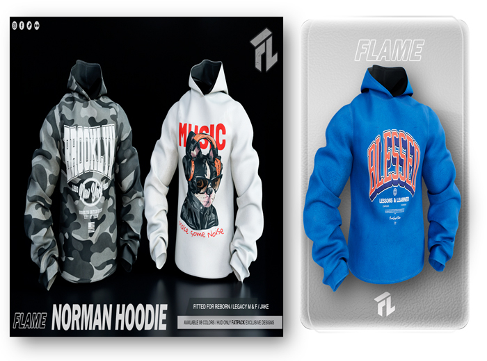 Flame Norman Hoodie Blue